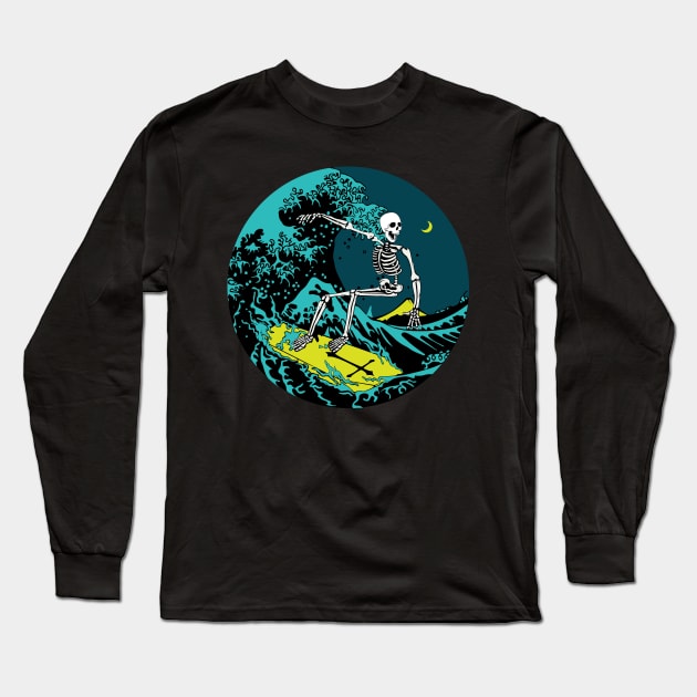 SKELETON SURFER Long Sleeve T-Shirt by mustokogeni